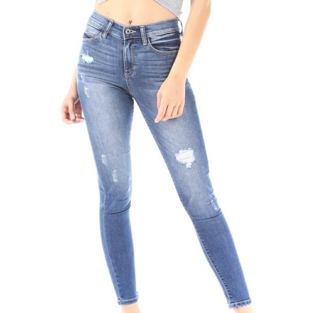 Sneak Peek High Rise Skinny Distressed Jeans